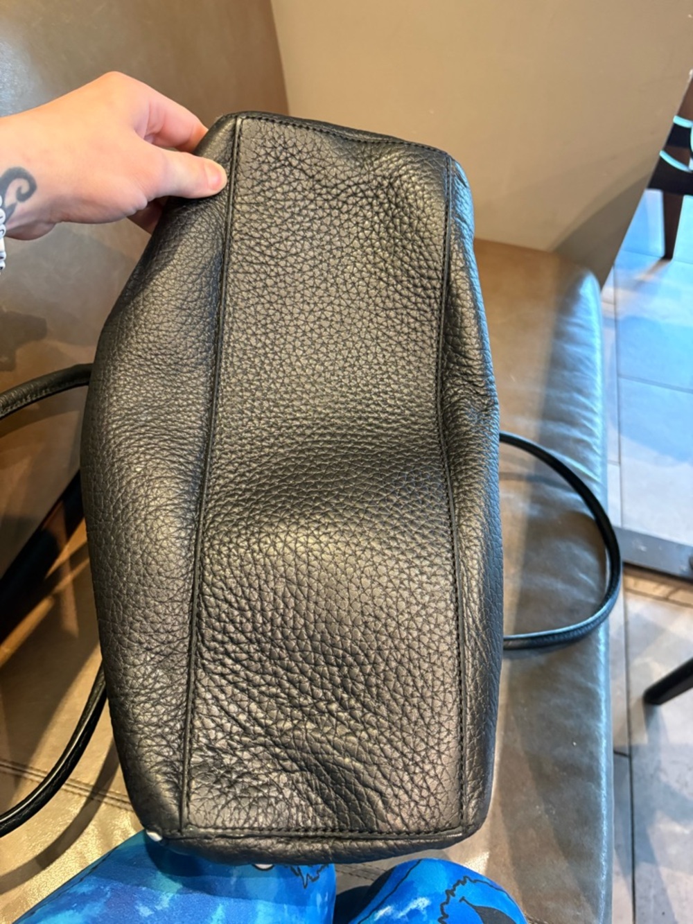 kate spade Black Pebbled Leather Shoulder Bag with White Trim - Picture 10 of 16